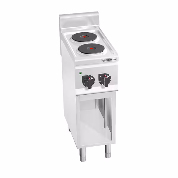 Mașină de gătit / aragaz profesional electric – LORENZO – seria 600 - 300x600x(H)1.020 mm - 4,0 kW - 2 plite rotunde - suport deschis