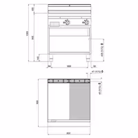 Plinski roštilj - 20,0 kW - Kombinirana (glatka/rebrasta) - površina pečenja: 796x667 mm - na otvorenom ormariću - satinirana (Scotch-Brite) završna obrada