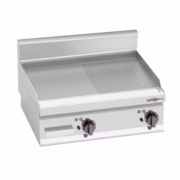 Chapa elétrica - 8,0 kW - Mista (lisa/ranhurada) - Superfície de cozedura: 596x430mm