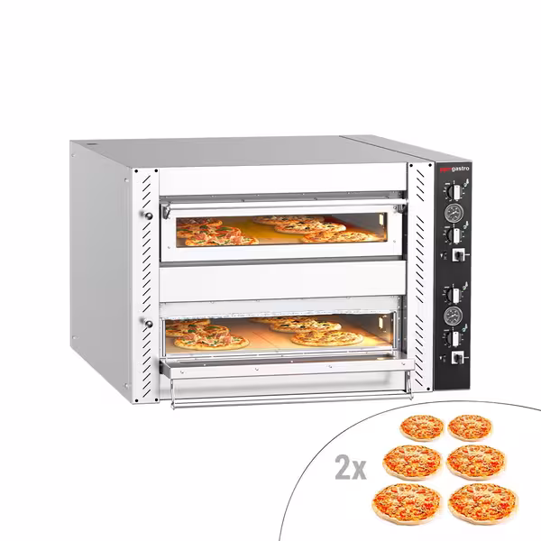Electric Deck Pizza Oven - Twin Deck - Refractory Stone Deck - 6+6 x Ø 30cm (12") - Mechanical Controls - up to 450°C