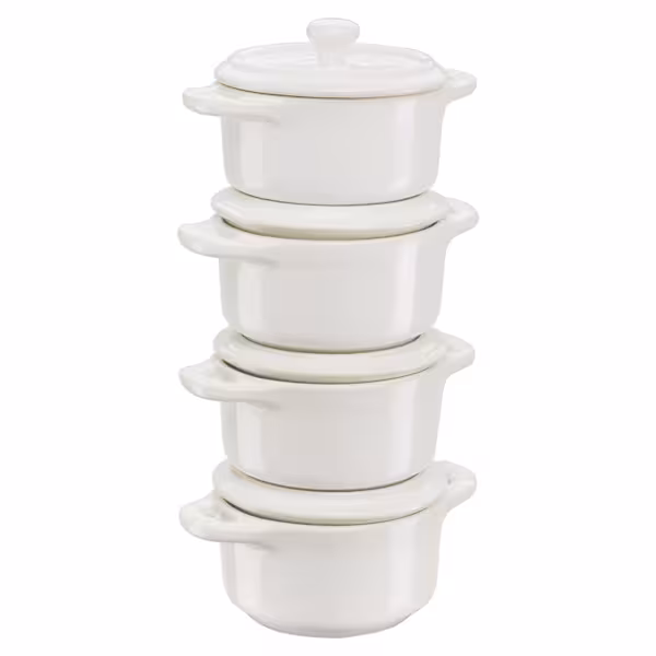 STAUB | CERAMIQUE - Cocotte Set- 4-stycken - Ø 100mm - Keramik - Elfenbensvit