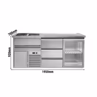 Pivski šank PREMIUM PLUS - 1950x700 mm - 1 Staklena vrata & 3 Ladice