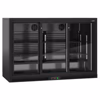Barski hladnjak - 1350 mm - 320 l - s 3 klizna staklena vrata - crna izvana i iznutra