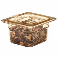 (6 szt.) CAMBRO | Pokrywa GN 1/6 H-PAN™ – płaska – odporna na wysoką temperaturę – z uchwytem – bursztynowa