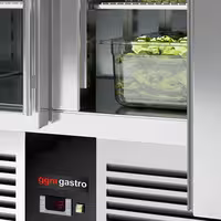 Commercial Pizza Prep Counter - Granite Top PREMIUM - 935x700mm - with 2 glass doors