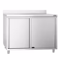 خزانة قاعدية ستانلس ستيل PREMIUM - 1000x600mm - أبواب منزلقة - مع حاجز خلفي