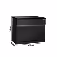 Kassentisch TORONTO - 900mm - schwarze Front - schwarze Granit-Arbeitsplatte