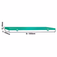 Ploča za rezanje za radni stol HACCP - 1000x600 mm - Debljina: 40 mm - HDPE 500 - Zelena - Protuklizna s 4 stopera - Periva u perilici posuđa