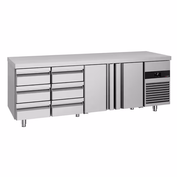 Commercial Counter Fridge PREMIUM - 2330x700mm - with 2 doors - 6 drawers - capacity 632 litres