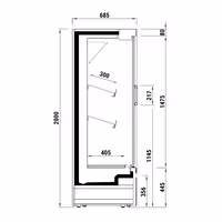 Přístěnný chladicí regál - 1018 mm - 278 L - se 2 skleněnými křídlovými a 2 policemi