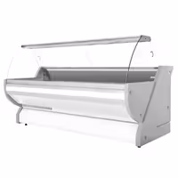 Csemegepult - 2965x1150 mm - 570 liter - statikus - hajlított frontüveges - fehér - gránit munkalap