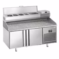 Stół chłodniczy do pizzy PREMIUM PLUS - 1738x800mm - z blatem granitowym - 2‑drzwiowy - z nadstawką chłodniczą - 6x GN 1/3
