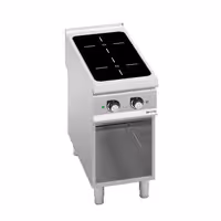 Ipari indukciós tűzhely - 900-as - főzősorba illeszthető - 400x900x920 mm - összteljesítmény: 10 kW - 2 zónás üvegkerámia - nyitott tárolórésszel