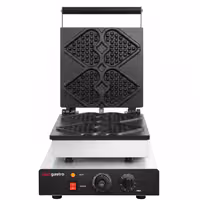 Commercial Waffle Maker - Single - Manual - 1,75 kW - Shape: Mini heart - Teflon-coated baking plates