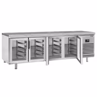 Pekarski rashladni pult PREMIUM PLUS - 2752x800 mm - 850 l - Ventilirano hlađenje - s 4 staklena vrata - crna granitna radna ploča