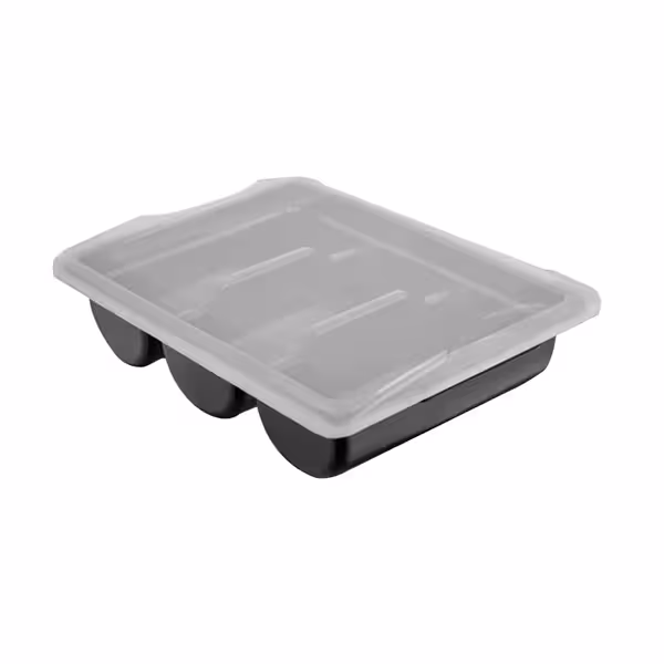 Cutlery Tray - 415x300mm - Height: 107mm - Polypropylene (PP) - with 3 compartments - incl. lid - Black