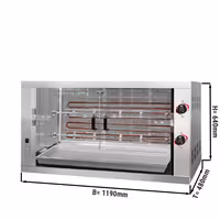 Commercial Electric Chicken Rotisserie Oven - 9.6kW - with 2 Skewers for up to 12 chickens