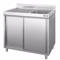 Sudoper s ormarićem PREMIUM - inox - 1000 x 700 mm - s 1 koritom - korito desno