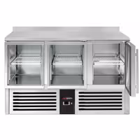 Commercial Counter Fridge PREMIUM - 1370x700mm - glass doors - with upstand - capacity 368 litres