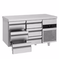 Commercial Counter Fridge PREMIUM - 1400x700mm - with 6 drawers - capacity 281 litres