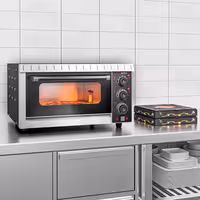 Electric Deck Pizza Oven - Single Deck - 4 - Ø 20cm (8") - 230V Single Phase - Mechanical Controls - Black - up to 350°C