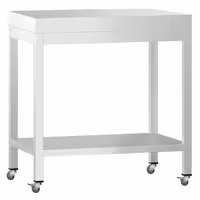 PREMIUM Edelstol-Aarbechtsdësch – 800 x 600 mm – mat engem Basisregal a Rollen