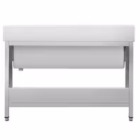 Grovdiskbänk i rostfritt stål PREMIUM - 1400x600 mm - med underhylla - 1 ho mitten - extra djup ho - med stänkskydd
