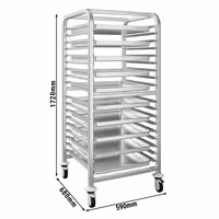 Inox profesionalna kolica za GN plehove - za 17 GN 2/1 - kotači Ø 125 mm (2 s kočnicom)
