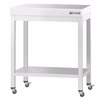 PREMIUM Edelstol-Aarbechtsdësch – 700 x 600 mm – mat engem Basisregal a Rollen