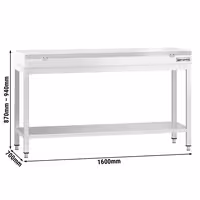 طاولة عمل ستانلس ستيل PREMIUM - 1600x700mm - مع رف سفلي - شامل لوح تقطيع أبيض