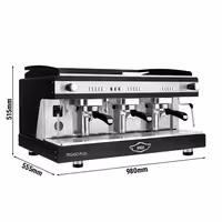 WEGA | PEGASO PLUS - Siebträgermaschine - 3 Gruppig - 5,3 kW - mit Milchaufschäumern & Heißwasser - Schwarz