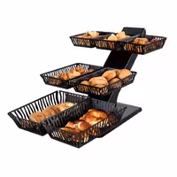 Bread Rack - Powder-coated stainless steel - Black - Height: 460mm - incl. 7 Baskets