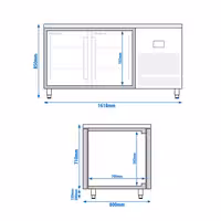 Aukstuma galds PREMIUM PLUS - 1618x800 mm - 400 l - ar caurstaigāšanu - ar 4 durvīm - ventilējama dzesēšana - R290