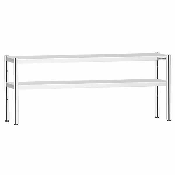 Estante de mesa em inox PREMIUM - 2 prateleiras - 2000x370mm - altura ajustável