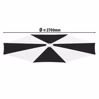 Replacement Canopy for Parasol - Ø270cm - without LED Lighting - Black/White - Round - Polyester