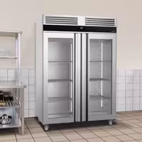 Szafa mroźnicza PREMIUM – stal nierdzewna – GN 2/1 – 1400 L – z 2 drzwiami szklanymi