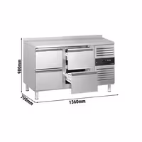 Aukstuma galds ECO - 1360x700 mm - 205 l - ar 4 atvilktnēm - Ar apmali