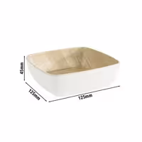 (6 adet) Kase - Melamin - FRIDA - 0,37L - köşeli - 125x125mm - Derinlik:45mm - Beyaz/Bej