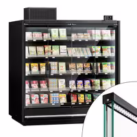 Commercial multideck display fridge - 1875mm - with 4 hinged glass doors & 5 shelves - Black