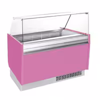 Ice Cream Display Freezer | LIAM - 1310mm - Static cooling - with LED lighting - for 10+10 x 5 litres Napoli pans - Pink