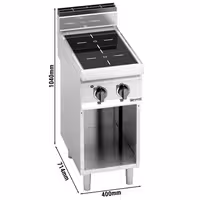 staklokeramički štednjak - Linija 700 - 400x714x1.040 mm - 6,4 kW - 2 ploče - samostojeći - otvoreni ormarić