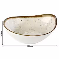 (6 adet) Kase - STONE ART - Melamin - 0,6L - oval - 230x190mm - Derinlik:65mm - Beyaz/Kahverengi