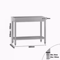 inox radni stol ECO - 800x600 mm - s donjom policom