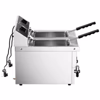 Električna friteza s dva korita - 8+8 L - 6,5 kW - s odvodnom slavinom - stolna