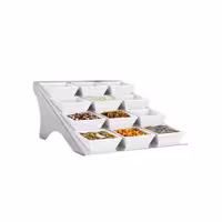 Açık Büfe Teşhir Standı - Paslanmaz Çelik gövde, Melamin kaseler - köşeli - 330x435x150mm - dahil 12 Melamin Kase 90x90mm - 12 raf ile