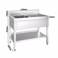 Sudoper PREMIUM - 1000x600 mm - s donjom policom - s 1 koritom - korito lijevo - inox