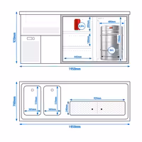 Pivski šank PREMIUM PLUS - 1950x700 mm - 1 Staklena vrata & 3 Ladice