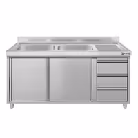 ECO umivaonik – 1400 x 600 mm – s 3 ladice i 2 sudopere na lijevoj strani
