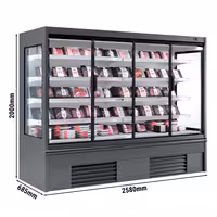 Stenska hladilna vitrina – 2580 mm – 910 litrov – s 4 krilnimi vrati z dvojno zasteklitvijo in 4 policami