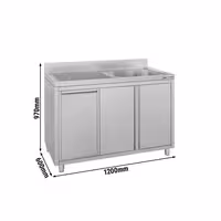 Sudoper s ormarićem ECO - inox - 1200 x 600 mm - s košem za otpatke - s 1 koritom - korito desno